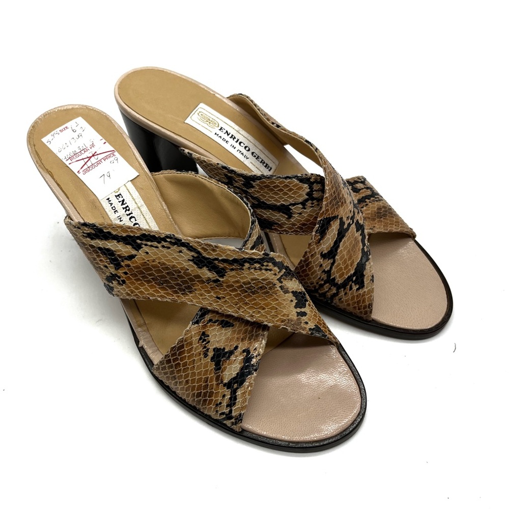 NWT Enrico Gerbi Made In Italy Mules Heels Leather Size 6 Sandals.